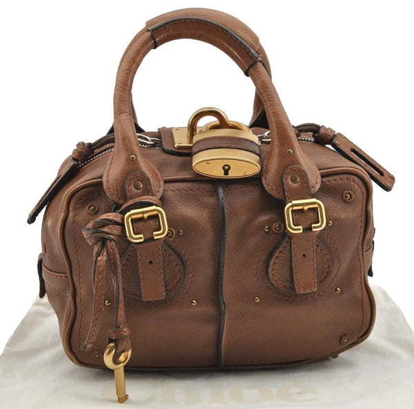 Authentic Chloe Paddington Vintage Leather Hand Bag Purse Brown 3169I