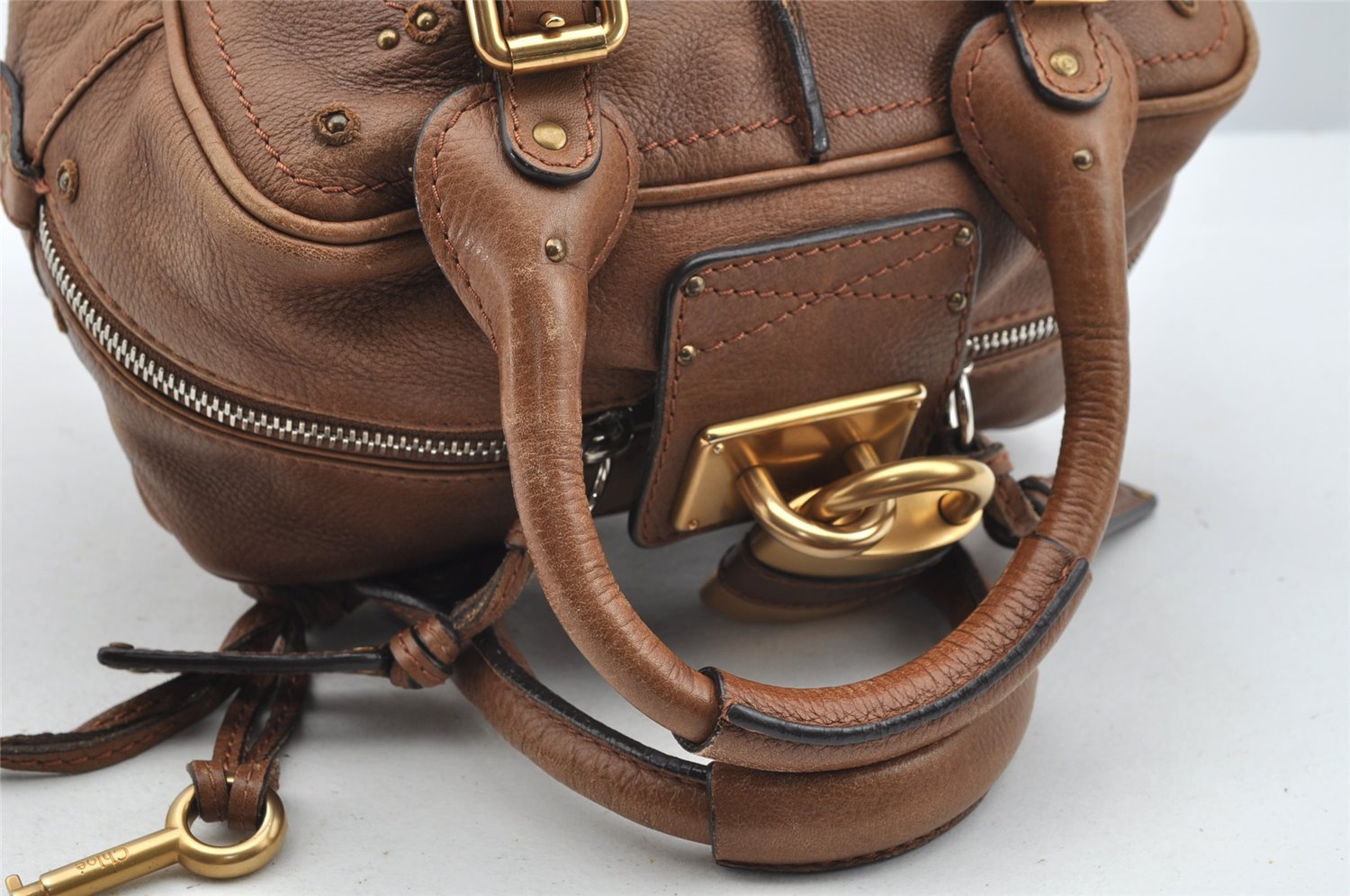 Authentic Chloe Paddington Vintage Leather Hand Bag Purse Brown 3169I