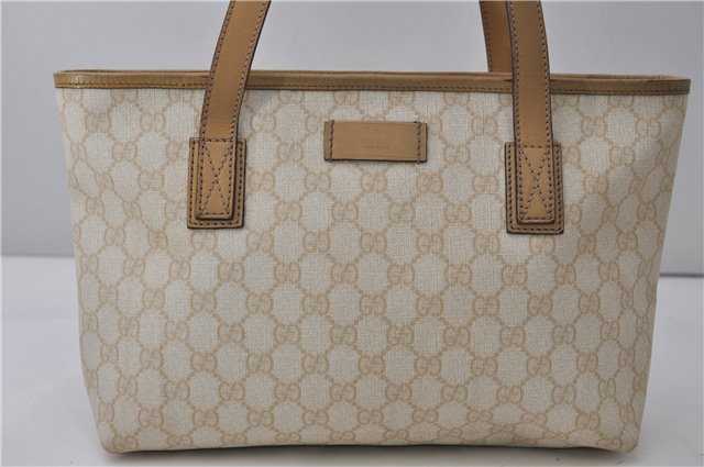 Authentic GUCCI Vintage Shoulder Tote Bag GG PVC Leather 211138 Ivory 3172F