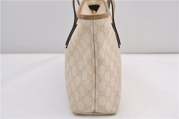 Authentic GUCCI Vintage Shoulder Tote Bag GG PVC Leather 211138 Ivory 3172F