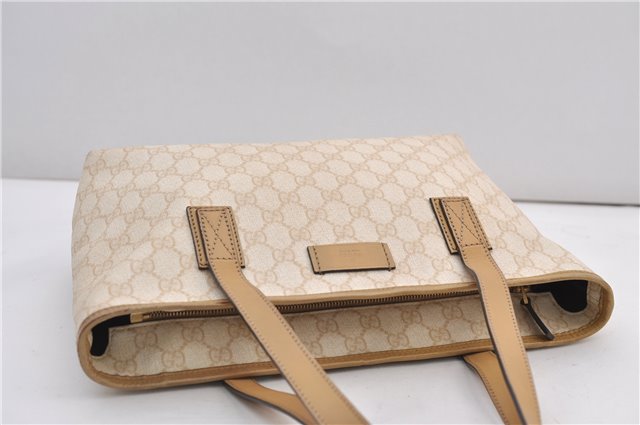 Authentic GUCCI Vintage Shoulder Tote Bag GG PVC Leather 211138 Ivory 3172F