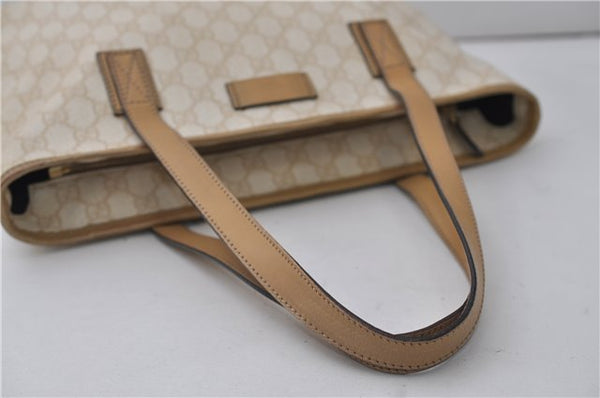 Authentic GUCCI Vintage Shoulder Tote Bag GG PVC Leather 211138 Ivory 3172F
