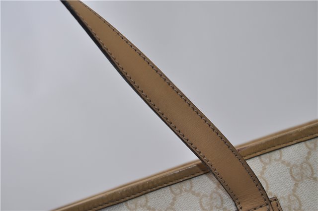 Authentic GUCCI Vintage Shoulder Tote Bag GG PVC Leather 211138 Ivory 3172F