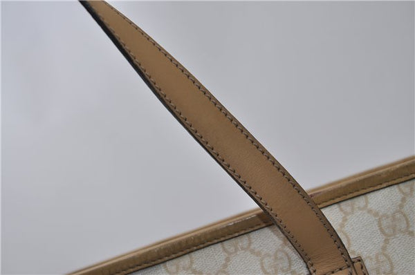 Authentic GUCCI Vintage Shoulder Tote Bag GG PVC Leather 211138 Ivory 3172F