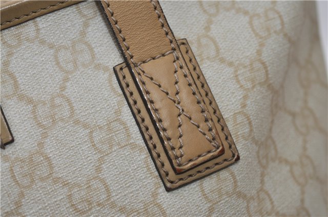 Authentic GUCCI Vintage Shoulder Tote Bag GG PVC Leather 211138 Ivory 3172F