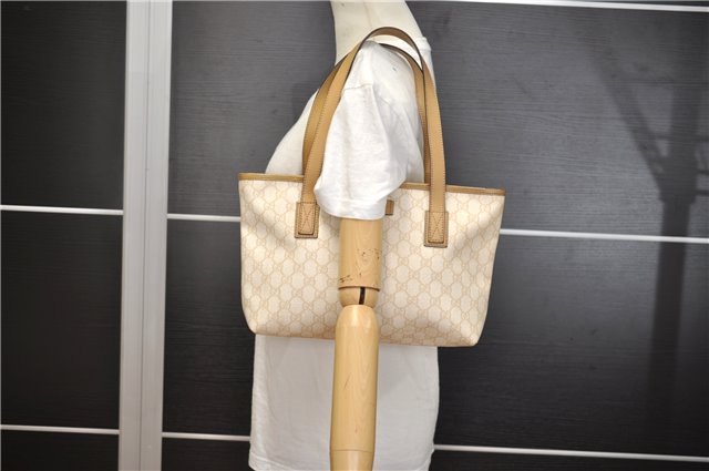 Authentic GUCCI Vintage Shoulder Tote Bag GG PVC Leather 211138 Ivory 3172F