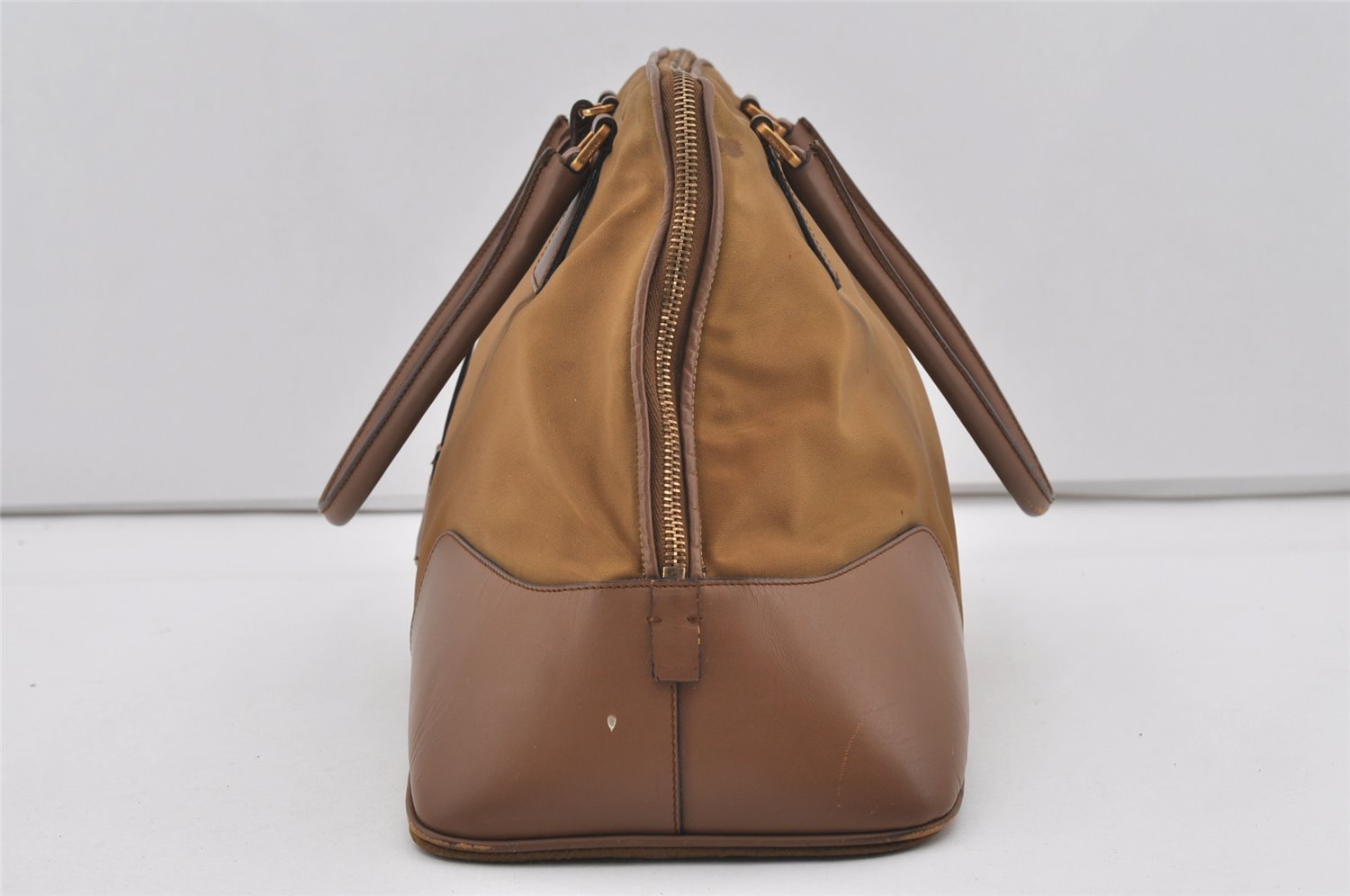 Authentic PRADA Vintage Nylon Tessuto Leather Shoulder Hand Bag Brown 3172I