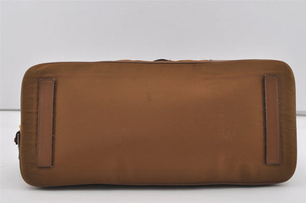 Authentic PRADA Vintage Nylon Tessuto Leather Shoulder Hand Bag Brown 3172I