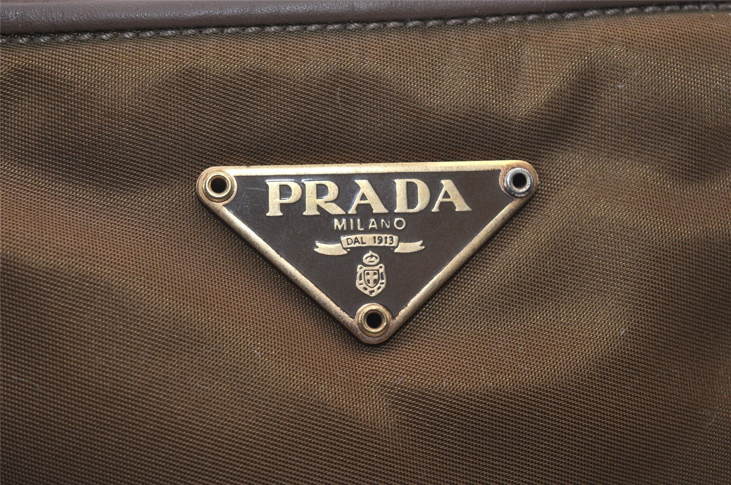 Authentic PRADA Vintage Nylon Tessuto Leather Shoulder Hand Bag Brown 3172I