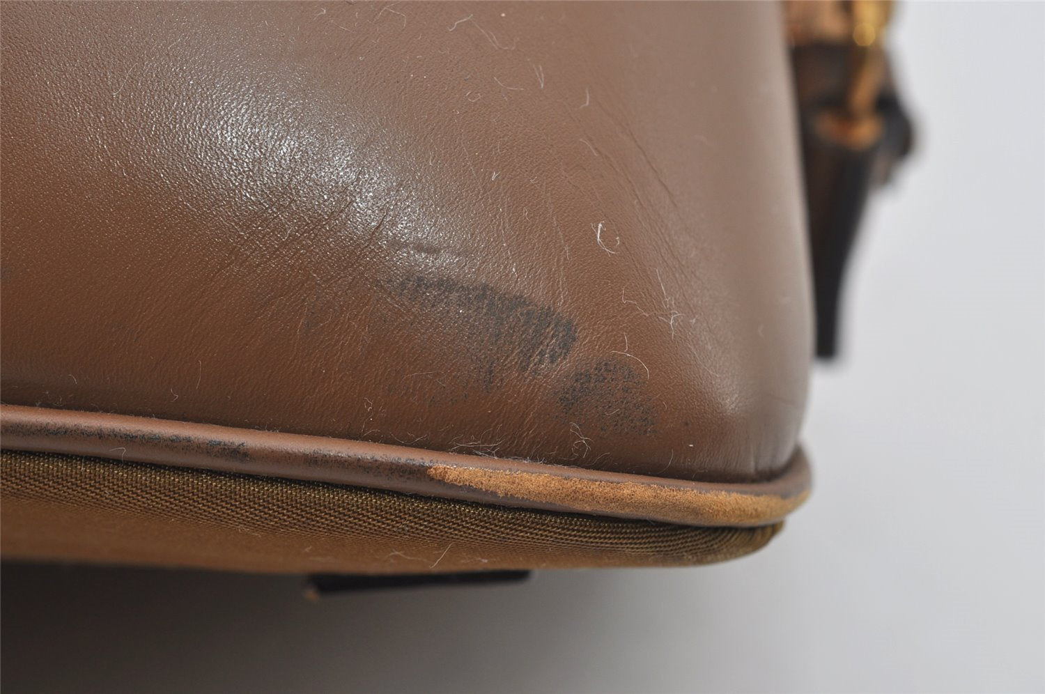 Authentic PRADA Vintage Nylon Tessuto Leather Shoulder Hand Bag Brown 3172I