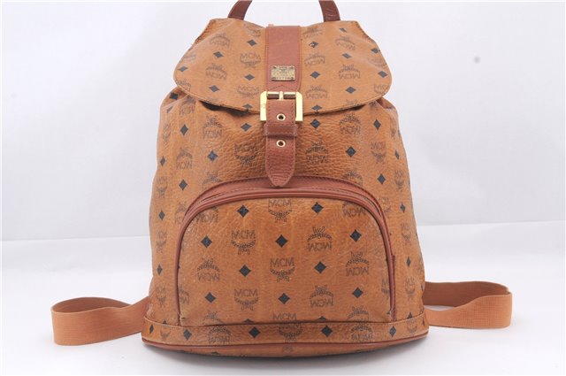 Authentic MCM Visetos Leather Vintage Backpack Brown 3173D