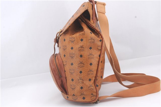 Authentic MCM Visetos Leather Vintage Backpack Brown 3173D