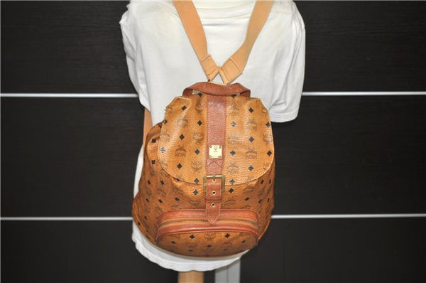 Authentic MCM Visetos Leather Vintage Backpack Brown 3173D