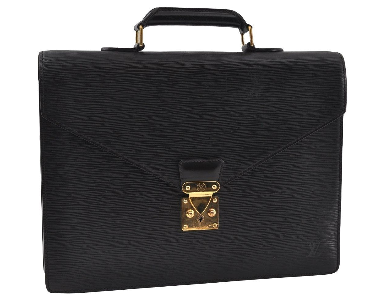 Authentic Louis Vuitton Epi Serviette Conseiller Briefcase Black M54422 LV 3173I