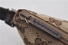 Authentic GUCCI Web Sherry Line Hand Bag Pouch GG Canvas Leather Brown 3176E