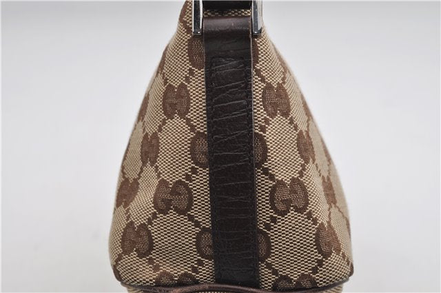 Authentic GUCCI Web Sherry Line Hand Bag Pouch GG Canvas Leather Brown 3176E