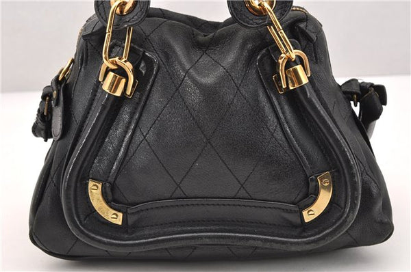 Authentic Chloe Paraty Small 2Way Shoulder Hand Bag Purse Leather Black 3176F