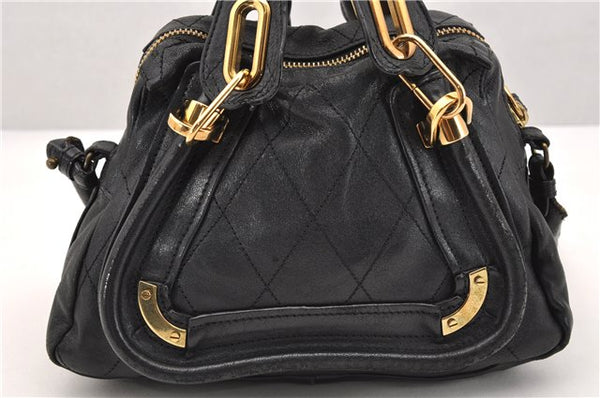 Authentic Chloe Paraty Small 2Way Shoulder Hand Bag Purse Leather Black 3176F