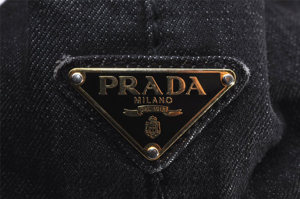 Authentic PRADA Vintage Canapa M Denim 2Way Shoulder Hand Bag Gray 3176I