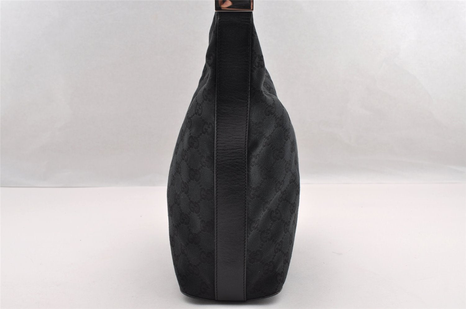 Authentic GUCCI Shoulder Hand Bag GG Canvas Leather 0013814 Black 3177I