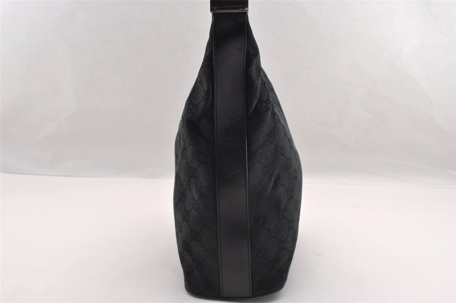 Authentic GUCCI Shoulder Hand Bag GG Canvas Leather 0013814 Black 3177I