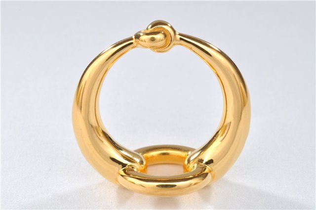 Authentic HERMES Scarf Ring Moris Circle Design Gold 3178F