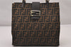 Authentic FENDI Zucca Shoulder Tote Bag Purse Canvas Leather Brown Junk 3178I