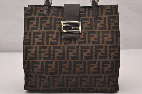 Authentic FENDI Zucca Shoulder Tote Bag Purse Canvas Leather Brown Junk 3178I