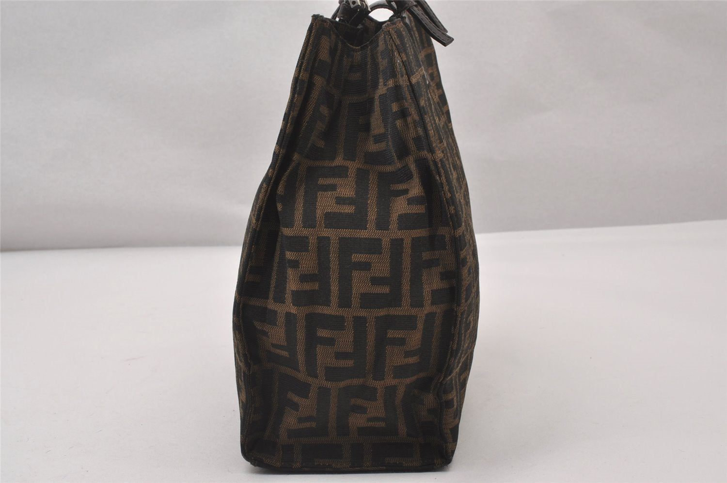 Authentic FENDI Zucca Shoulder Tote Bag Purse Canvas Leather Brown Junk 3178I