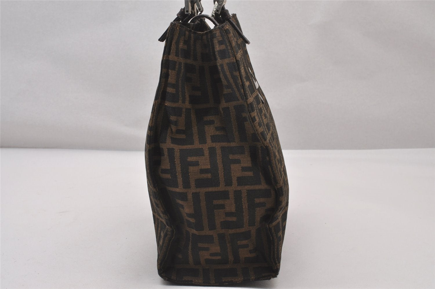 Authentic FENDI Zucca Shoulder Tote Bag Purse Canvas Leather Brown Junk 3178I