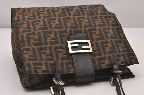Authentic FENDI Zucca Shoulder Tote Bag Purse Canvas Leather Brown Junk 3178I