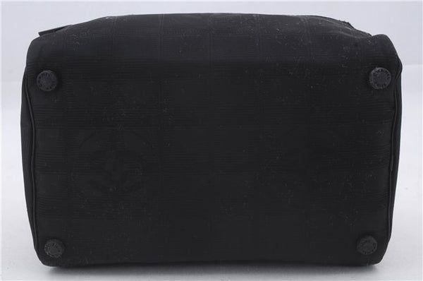 Authentic CHANEL New Travel Line Vanity Case Pouch Nylon Leather Black 3183D