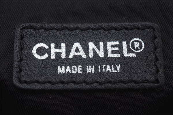 Authentic CHANEL New Travel Line Vanity Case Pouch Nylon Leather Black 3183D