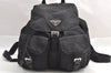 Authentic PRADA VELA Nylon Tessuto Leather Backpack Purse B2811F Black 3186I