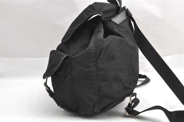 Authentic PRADA VELA Nylon Tessuto Leather Backpack Purse B2811F Black 3186I