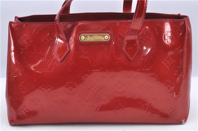 Authentic Louis Vuitton Vernis Wilshire PM Hand Bag Red M93642 LV 3187B