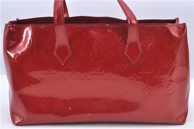 Authentic Louis Vuitton Vernis Wilshire PM Hand Bag Red M93642 LV 3187B