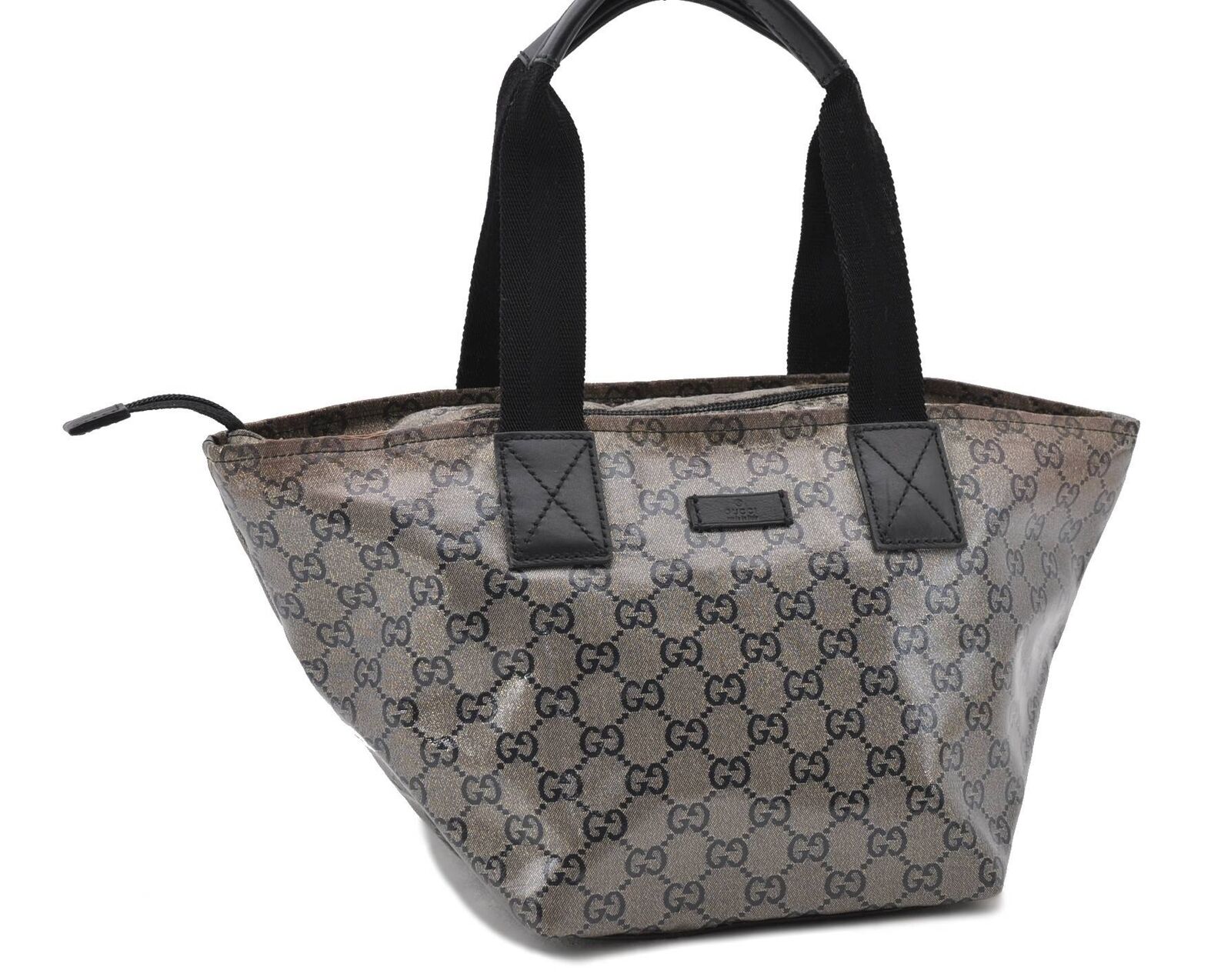 Authentic GUCCI GG Crystal Shoulder Hand Bag PVC Leather 131228 Black 3187C