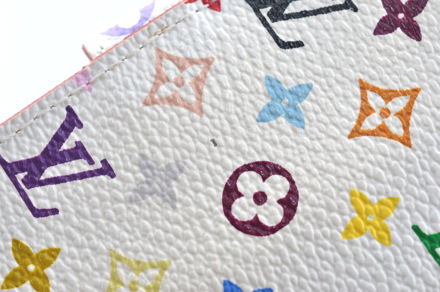 Authentic Louis Vuitton Monogram Multicolor Carnet De Bal Card Case White 3187H