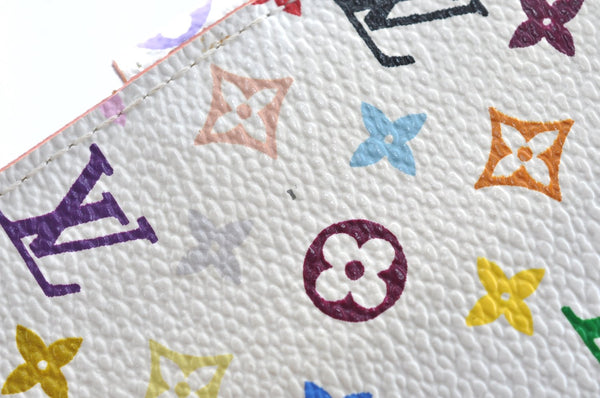 Authentic Louis Vuitton Monogram Multicolor Carnet De Bal Card Case White 3187H