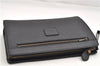 Authentic Burberrys Vintage Leather Clutch Hand Bag Purse Black 3188E