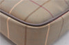 Authentic Burberrys Check Shoulder Cross Body Bag Canvas Leather Khaki 3191D