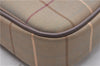 Authentic Burberrys Check Shoulder Cross Body Bag Canvas Leather Khaki 3191D