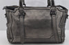 Authentic BURBERRY Leather 2Way Shoulder Cross Body Hand Tote Bag Silver 3194I