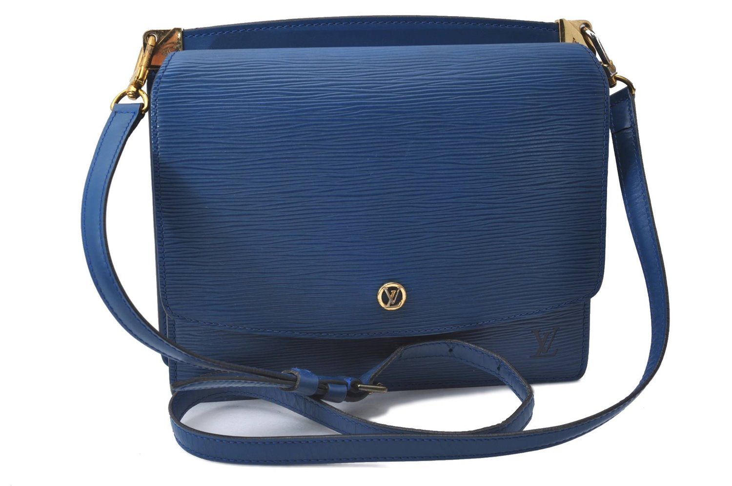 Authentic Louis Vuitton Epi Grenelle 2Way Shoulder Hnad Bag Blue M52365 LV 3195D