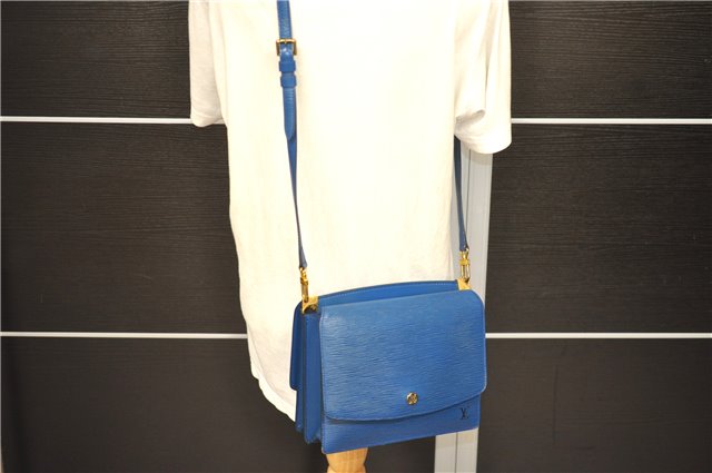 Authentic Louis Vuitton Epi Grenelle 2Way Shoulder Hnad Bag Blue M52365 LV 3195D