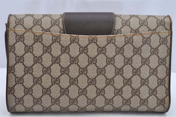 Authentic GUCCI 2Way Shoulder Clutch Bag Purse GG PVC Leather Brown 3197I