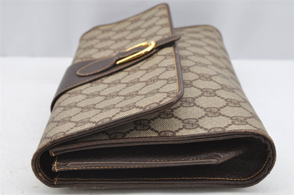 Authentic GUCCI 2Way Shoulder Clutch Bag Purse GG PVC Leather Brown 3197I