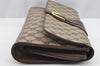 Authentic GUCCI 2Way Shoulder Clutch Bag Purse GG PVC Leather Brown 3197I