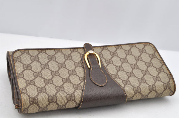 Authentic GUCCI 2Way Shoulder Clutch Bag Purse GG PVC Leather Brown 3197I